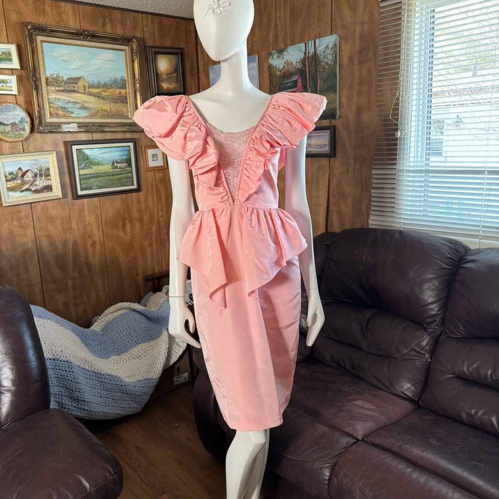 Vintage Peach Ruffle Dress